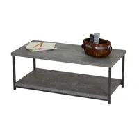 Household Essentials Slate Faux Concrete Coffee Table with Storage Shelf