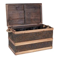 Household Essentials Small Metal Banded Wooden Storage Trunk