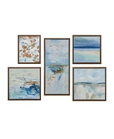 Madison Park Blue Horizon Gallery Art with Bronze Frame Set of 5