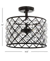 Jonathan Y Gabrielle Crystal/Metal Led Semi-Flush Mount