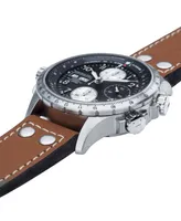 Hamilton Watch, Men's Swiss Automatic Chronograph Khaki X-Wind Brown Leather Strap 44mm H77616533
