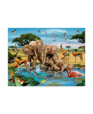 Howard Robinson 'Three Elephants' Canvas Art - 47" x 35" x 2"