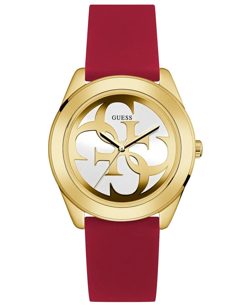 Guess Women's Red Silicone Strap Watch 40mm