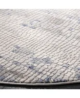 Safavieh Meadow MDW182 Gray and Navy 6'7" x 6'7" Round Area Rug