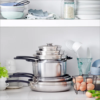 GreenPan Levels 11-Pc. Stainless Steel Stackable Ceramic Nonstick Cookware Set, Exclusively at Macy's