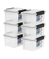 Iris Usa 6 Qt. Plastic Storage Bins with Sealed Lids, Clear Gasket Box, Airtight Containers 6Pk
