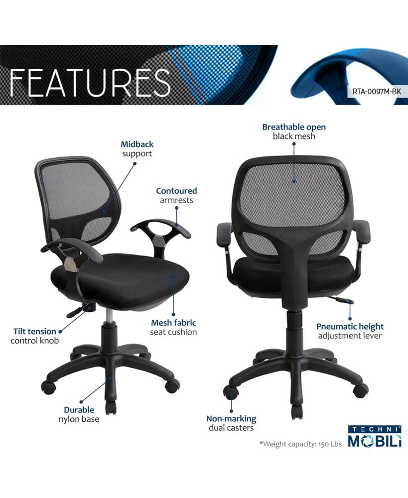 Techni Mobili Mid-back Task Office Chair