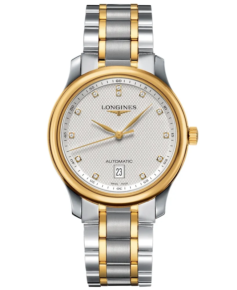 Longines Men's Swiss Automatic Master Diamond Accent 18k Gold and Stainless Steel Bracelet Watch 39mm L26285777