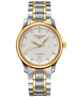 Longines Men's Swiss Automatic Master Diamond Accent 18k Gold and Stainless Steel Bracelet Watch 39mm L26285777
