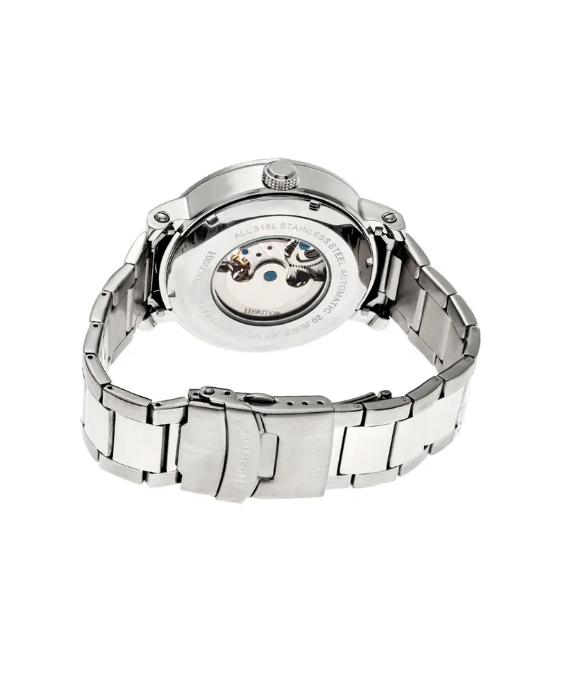 Heritor Automatic Aries White Dial, Stainless Steel Watch 43mm
