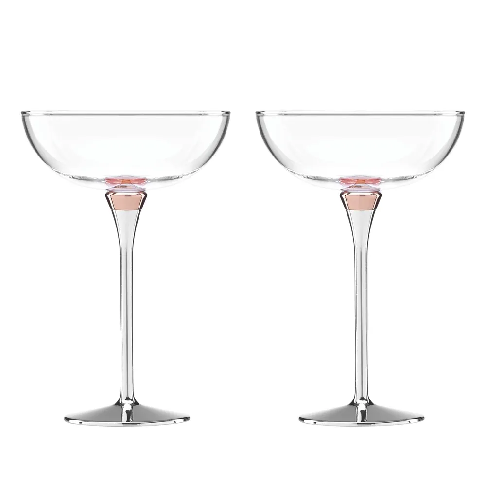 kate spade new york Rosy Glow Champagne Saucer Pair