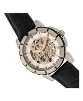 Reign Philippe Automatic White Dial, Genuine Black Leather Watch 41mm