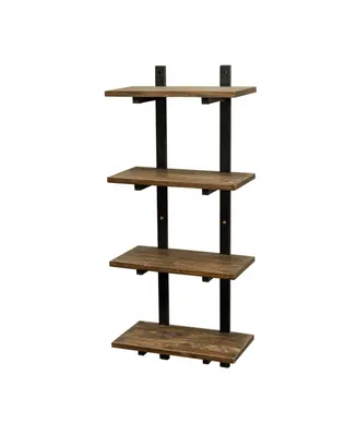 Alaterre Pomona 48" H Metal and Solid Wood Wall Shelf