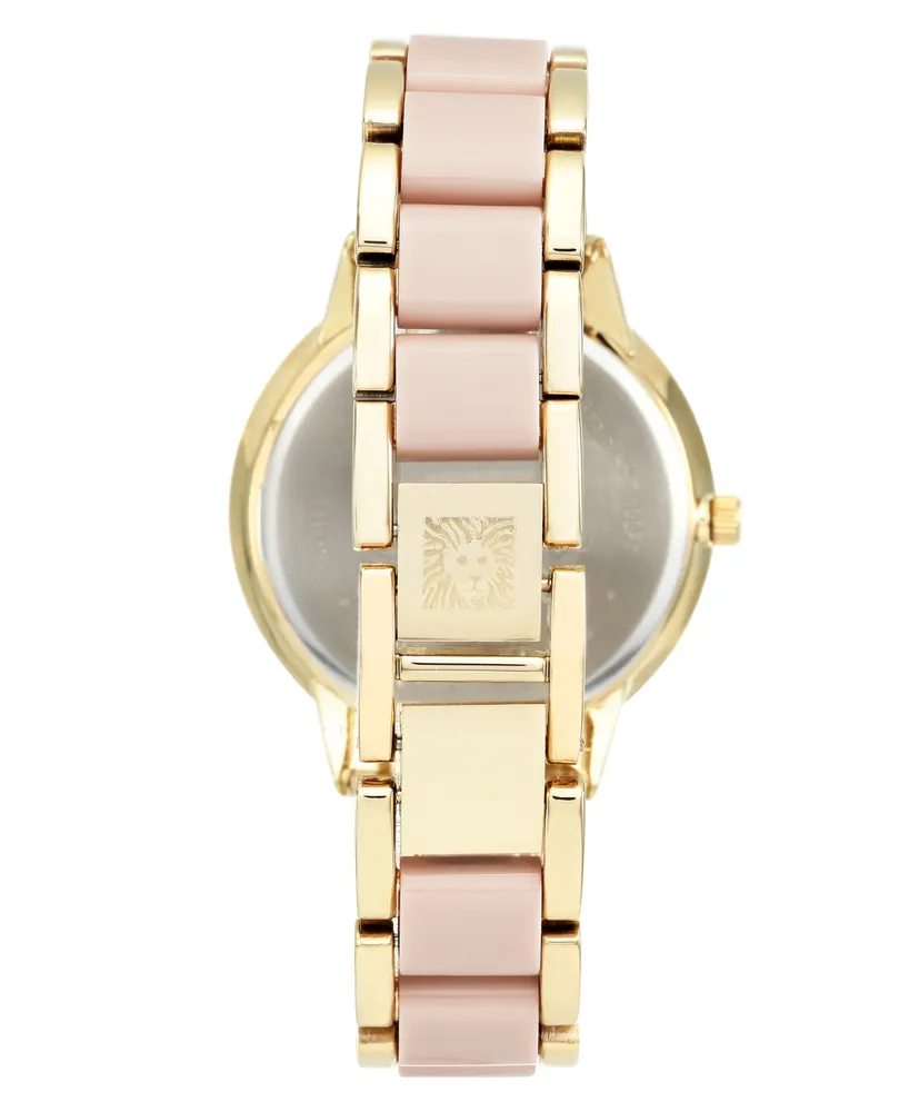 Anne Klein Women's Gold-Tone Blush Link Bracelet Watch 37mm