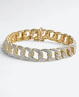 Men's Diamond Link Bracelet (1 ct. t.w.) in 14k Gold-Plated Sterling Silver and Sterling Silver