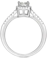 Cubic Zirconia Square Cluster Ring Sterling Silver