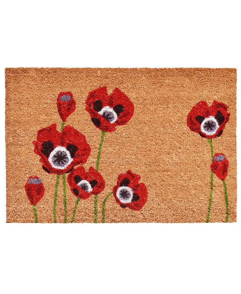 Home & More Red Poppies Coir/Vinyl Doormat, 24" x 36"