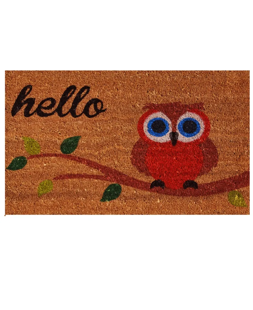 Home & More Elf Owl Hello Coir/Vinyl Doormat, 17" x 29"