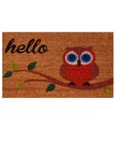 Home & More Elf Owl Hello Coir/Vinyl Doormat, 17" x 29"