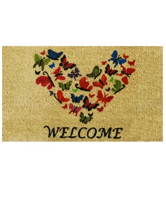 Home & More Butterfly Welcome Coir/Vinyl Doormat, 17" x 29"