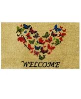 Home & More Butterfly Welcome Coir/Vinyl Doormat, 17" x 29"