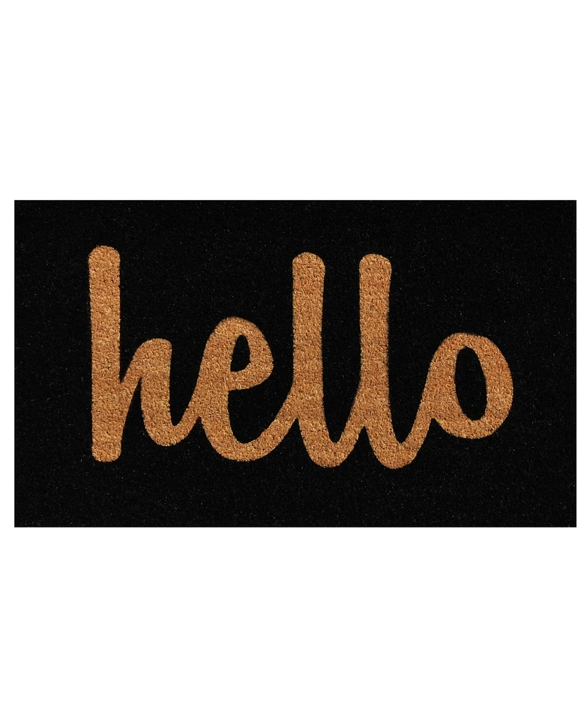 Home & More Hello Script Coir/Vinyl Doormat, 24" x 36"