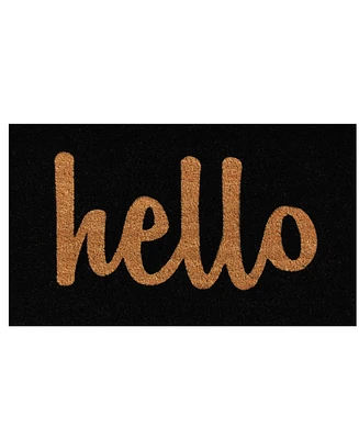 Home & More Hello Script Coir/Vinyl Doormat, 24" x 36"