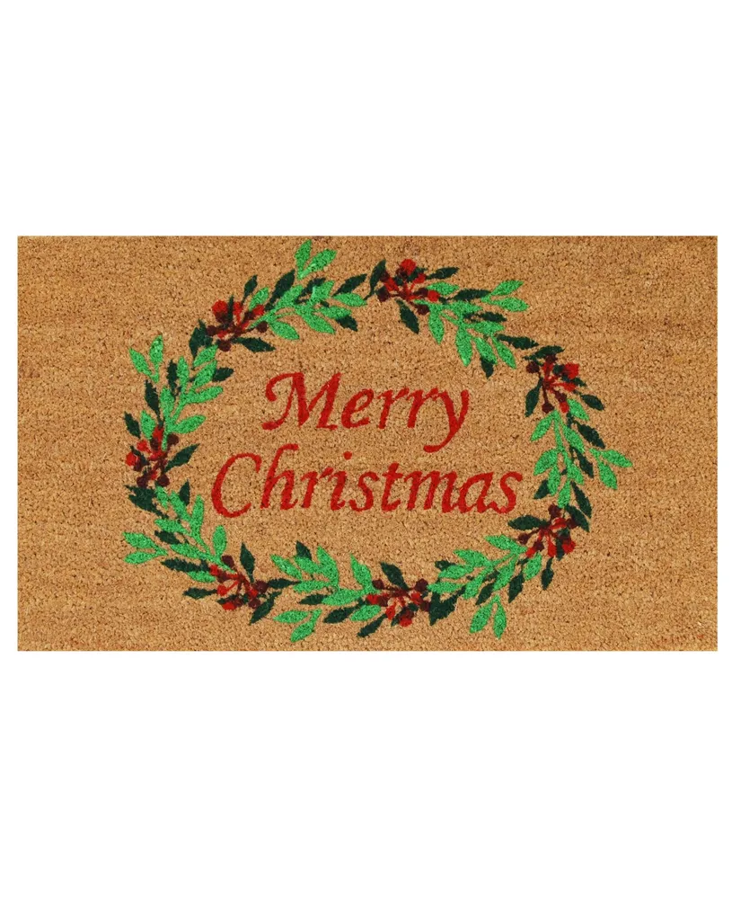 Home & More Christmas Wreath Coir/Vinyl Doormat, 17" x 29"
