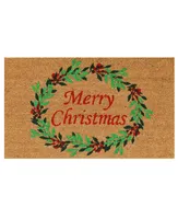 Home & More Christmas Wreath Coir/Vinyl Doormat, 17" x 29"
