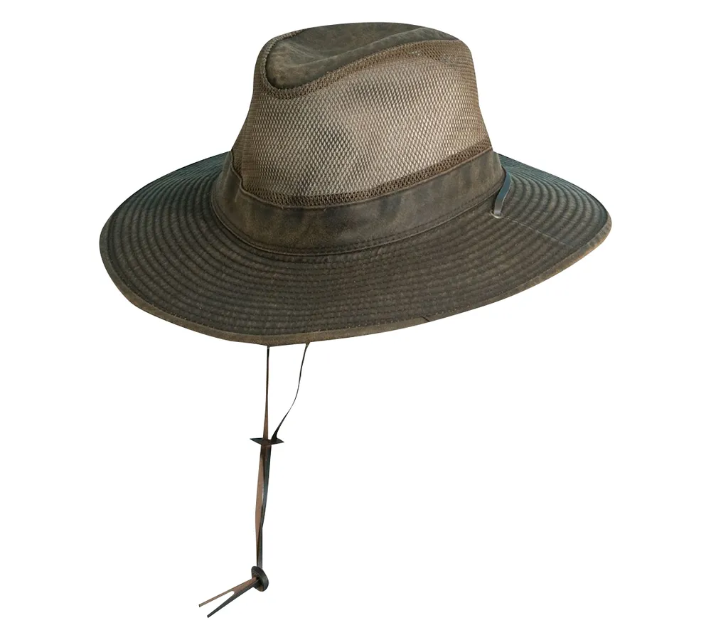 Men's Weathered Big-Brim Mesh Safari Hat