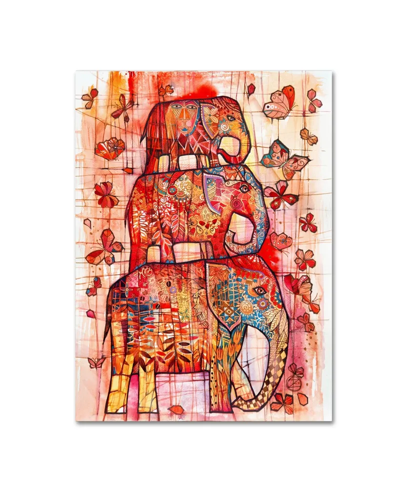 Oxana Ziaka 'Three Elephants' Canvas Art - 24" x 18" x 2"