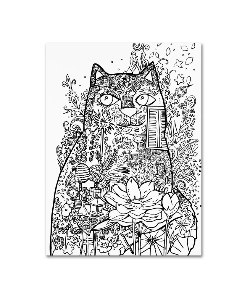 Oxana Ziaka 'Lotus Cat 2' Canvas Art - 19" x 14" x 2"