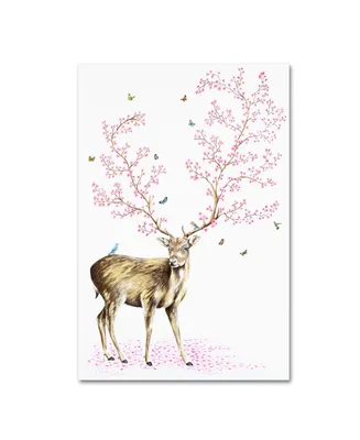 Michelle Faber 'Cherry Blossom Deer' Canvas Art - 32" x 22" x 2"
