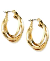Anne Klein Metal 3 Ring Hoop Earrings, .9"