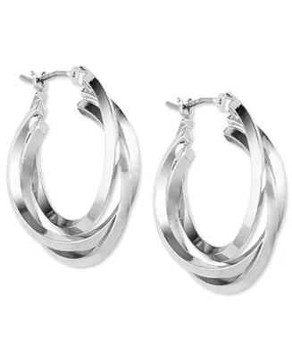 Anne Klein Metal 3 Ring Hoop Earrings, .9"