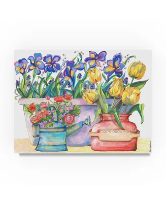Lisa Katharina 'Cooper Watering Can Flowers' Canvas Art - 24" x 18" x 2"