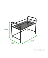 Mind Reader Microwave Oven Rack Shelf Unit with 6 Hooks for Kitchen Utensils, Towels, Mits, and More