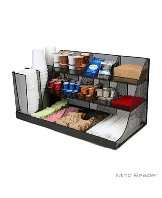 Mind Reader 14 Compartment 3 Tier Large Breakroom Condiment Organizer Metal Mesh