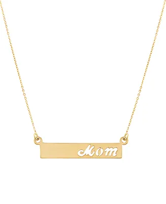 Mom Bar 17" Pendant Necklace in 10k Gold