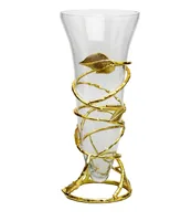 Classic Touch Glass Vase with Removable Gold Leaf Base