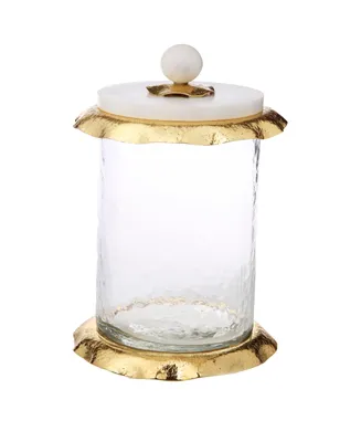 Classic Touch 5" H Glass Canister with Marble and Lid
