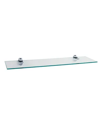 Glass Floating Shelf with Chrome Brackets 24" x 6"