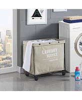 Danya B. Army Canvas Laundry Hamper on Wheels