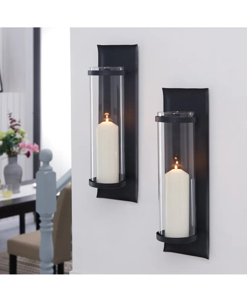Danya B. Metal Pillar Candle Sconces with Glass Inserts - Set of 2