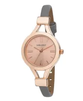 Laura Ashley Ladies' Grey Thin Strap Rose Gold Case Watch