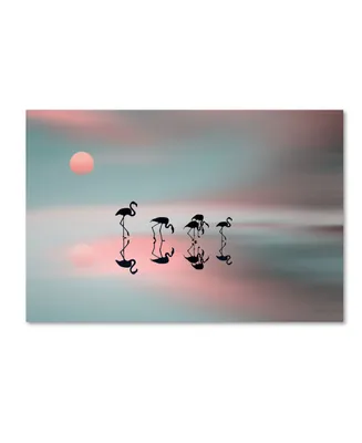 Natalia Baras 'Family Flamingos' Canvas Art - 24" x 16" x 2"
