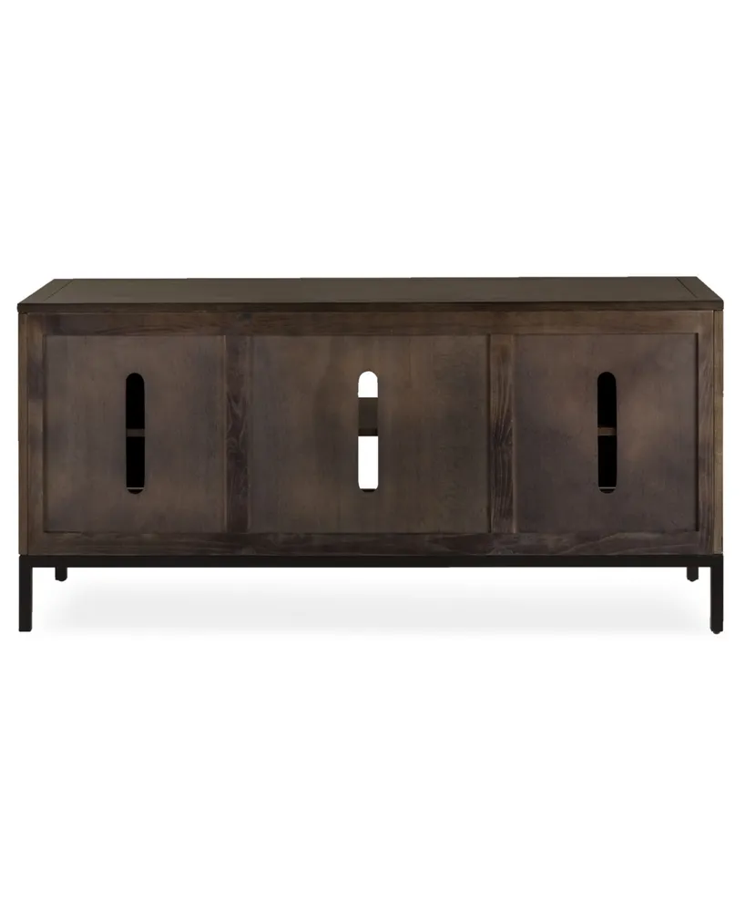 Leick Home Tableau Vintage-Inspired Oak 56" Tv Console on Black Metal Base