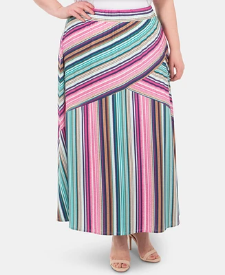 Ny Collection Plus Pull-On Striped Skirt