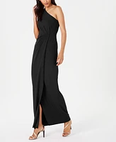 Calvin Klein Draped One-Shoulder Gown