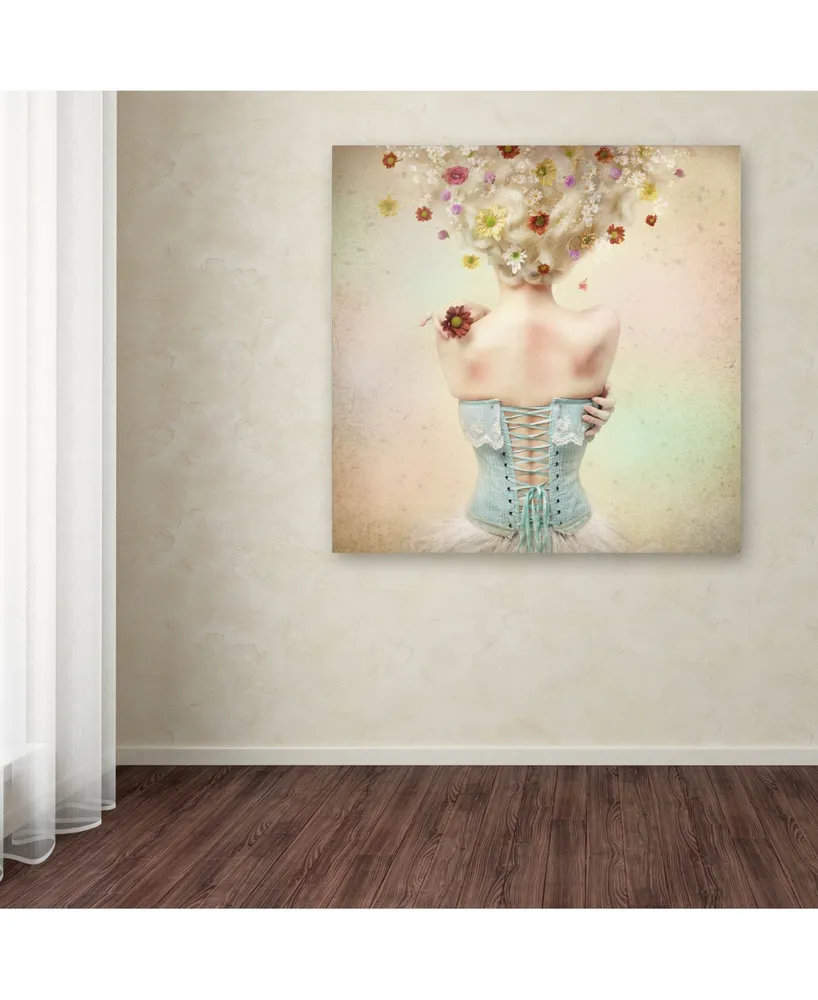 Kiyo Murakami 'Girl Of The Flower Garden' Canvas Art - 14" x 14" x 2"